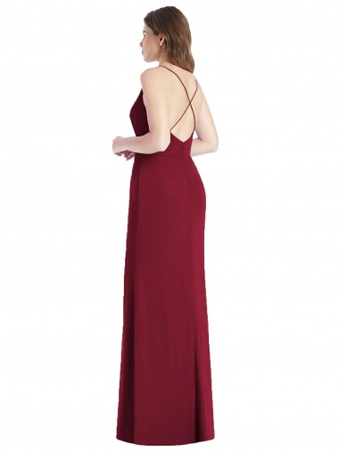 Caçador Verde Sereia Alças finas Chiffon Longo Vestidos de Madrinha