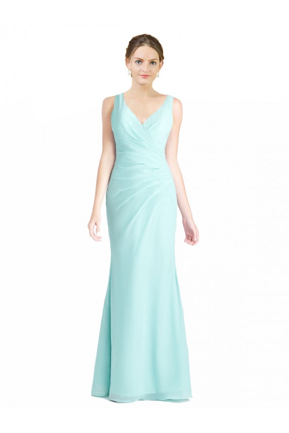 Cachoeira Sereia Decote V Chiffon & Renda Longo Vestidos de Madrinha Acessíveis