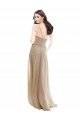 Champanhe Linha A Decote Alto Chiffon Longo Vestidos de Madrinha