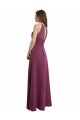 Chiffon Linha A Buraco da fechadura Decote Alto Longo Vestidos de Madrinha Acessíveis