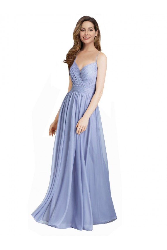 Chiffon & Renda Linha A Abrir de volta Amor Longo Vestidos de Madrinha Acessíveis
