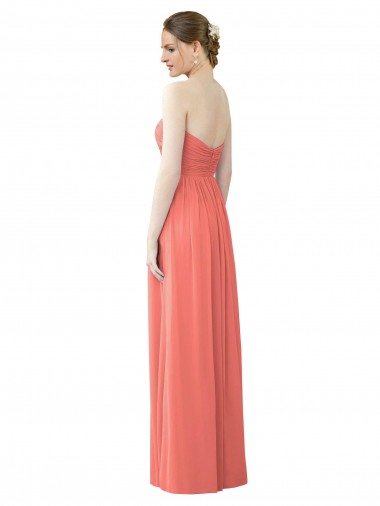 Coral Linha A Amor Chiffon Longo Vestidos de Madrinha