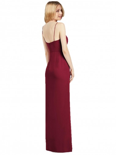 Coral Trombeta Alças finas Chiffon Longo Vestidos de Madrinha