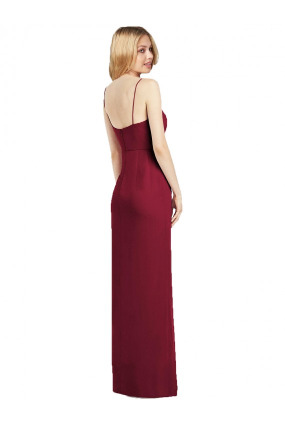 Coral Trombeta Alças finas Chiffon Longo Vestidos de Madrinha