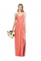 Coral Trombeta Alças finas Chiffon Longo Vestidos de Madrinha