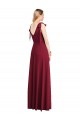 Coral Trombeta Decote V Chiffon Longo Vestidos de Madrinha