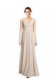 Creme Rosa Chiffon Linha A Decote V Longo Vestidos de Madrinha Acessíveis