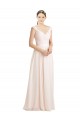 Creme Rosa Linha A Amor Chiffon & Renda Longo Vestidos de Madrinha Acessíveis