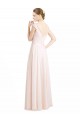 Creme Rosa Linha A Amor Chiffon & Renda Longo Vestidos de Madrinha Acessíveis