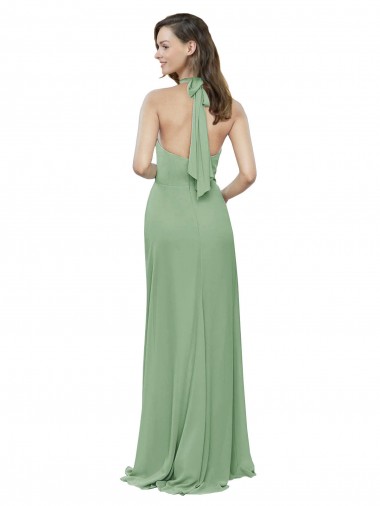 Ervas Marinhas Linha A Cabeçada Chiffon Longo Vestidos de Madrinha