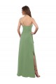 Ervas Marinhas Linha A Um Ombro Chiffon Longo Vestidos de Madrinha Acessíveis
