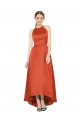 Especiaria Vermelha Linha A Cabeçada Alto Baixo Cetim Longo Alto Baixo Vestidos de Madrinha Acessíveis