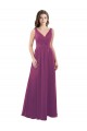 Frutos Silvestres Linha A Decote V Chiffon Longo Vestidos de Madrinha Acessíveis