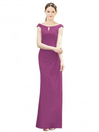 Frutos Silvestres Sereia Decote Barco Chiffon Longo Vestidos de Madrinha