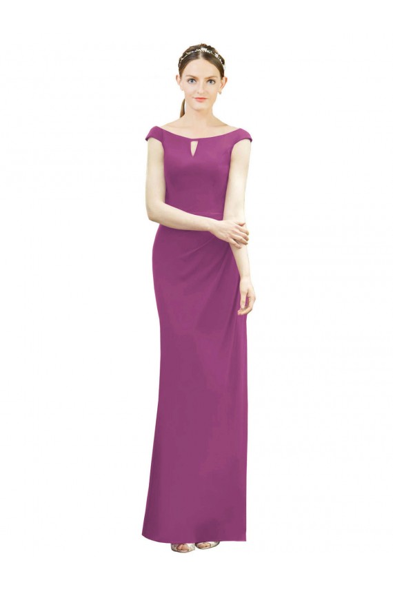 Frutos Silvestres Sereia Decote Barco Chiffon Longo Vestidos de Madrinha Acessíveis