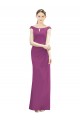 Frutos Silvestres Sereia Decote Barco Chiffon Longo Vestidos de Madrinha Acessíveis