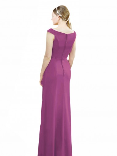 Frutos Silvestres Sereia Decote Barco Chiffon Longo Vestidos de Madrinha