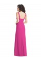 Fúcsia Trombeta Decote Quadrado Crepe Esticado Longo Vestidos de Madrinha / Vestidos de Festa Acessíveis