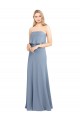 Fumo Azul Bainha Decote Alto Crepe Esticado Longo Formais Vestidos de Madrinha / Vestidos de Festa Acessíveis