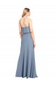 Fumo Azul Bainha Decote Alto Crepe Esticado Longo Formais Vestidos de Madrinha / Vestidos de Festa Acessíveis