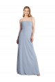 Fumo Azul Linha A Decote Quadrado Crepe Esticado Longo Vestidos de Madrinha / Vestidos de Festa Acessíveis