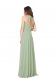 Fumo Verde Chiffon Linha A Abrir de volta Amor Longo Vestidos de Madrinha Acessíveis