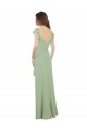 Fumo Verde Chiffon Linha A Mangas Curtas Amor Longo Vestidos de Madrinha Acessíveis