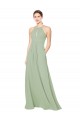 Fumo Verde Linha A Cabeçada Chiffon Longo Vestidos de Madrinha Acessíveis