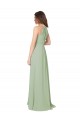 Fumo Verde Linha A Cabeçada Chiffon Longo Vestidos de Madrinha Acessíveis