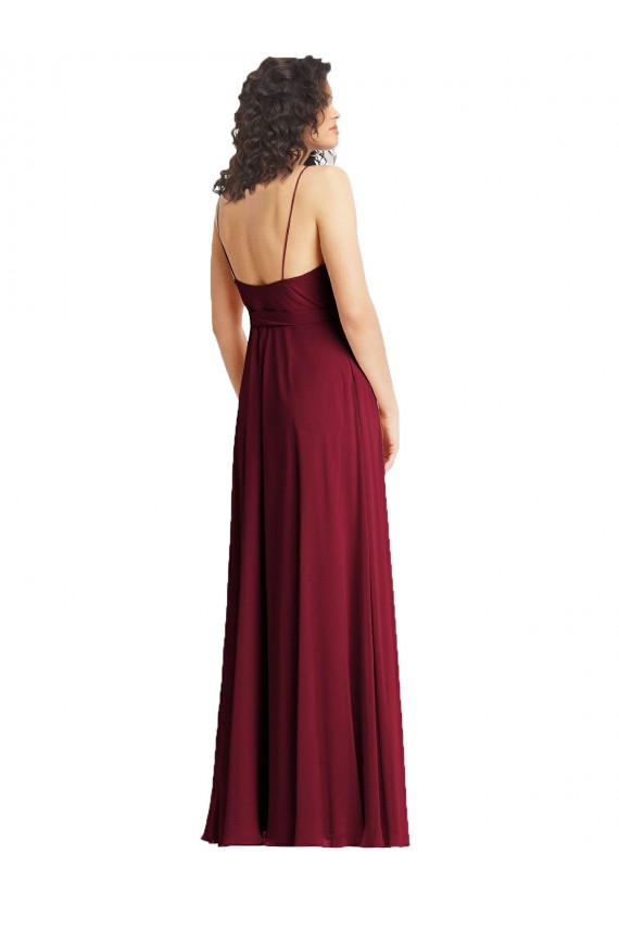 Fumo Verde Trombeta Alças finas Chiffon Longo Formais Vestidos de Madrinha / Vestidos de Noite