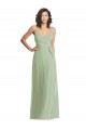 Fumo Verde Trombeta Alças finas Chiffon Longo Formais Vestidos de Madrinha / Vestidos de Noite