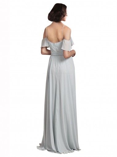 Geada Linha A Fora do Ombro Chiffon Longo Vestidos de Madrinha