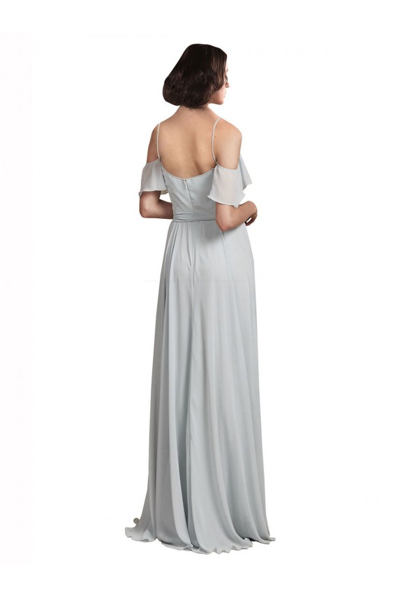 Geada Linha A Fora do Ombro Chiffon Longo Vestidos de Madrinha Acessíveis