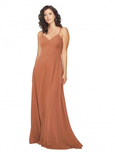 Jacarandá Linha A Decote V Chiffon Longo Vestidos de Madrinha