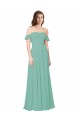 Jade Linha A Fora do Ombro Chiffon Longo Vestidos de Madrinha Acessíveis