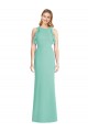 Jade Sereia Decote Joia Chiffon Longo Vestidos de Madrinha Acessíveis