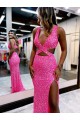 Lantejoulas Veludo Bainha Decote V Longo Lantejoulas Veludo Vestidos de Festa Acessíveis