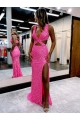 Lantejoulas Veludo Bainha Decote V Longo Lantejoulas Veludo Vestidos de Festa Acessíveis