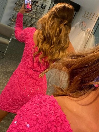 Lantejoulas Veludo Bainha Um Ombro Curto Lantejoulas Veludo Vestidos de Festa