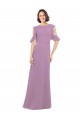 Lavanda Escura Chiffon Linha A Criss Cruz Decote Alto Longo Vestidos de Madrinha Acessíveis