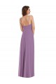 Lavanda Escura Linha A Alças finas Chiffon Longo Vestidos de Madrinha Acessíveis