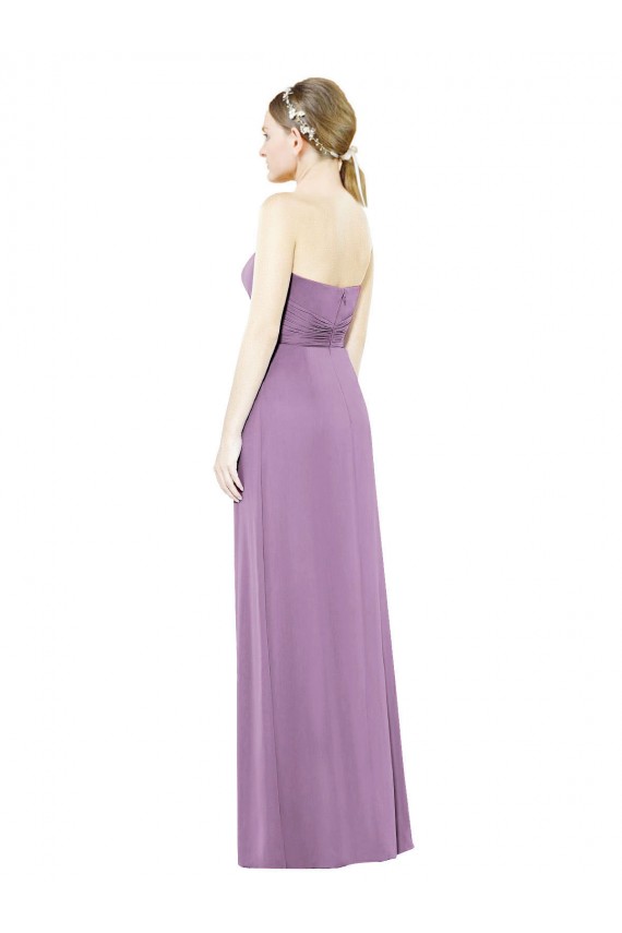 Lavanda Escura Linha A Amor Chiffon Longo Vestidos de Madrinha Acessíveis