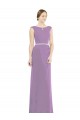 Lavanda Escura Linha A Decote Barco Chiffon Longo Vestidos de Madrinha Acessíveis