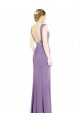 Lavanda Escura Linha A Decote Barco Chiffon Longo Vestidos de Madrinha Acessíveis