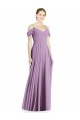 Lavanda Escura Linha A Fora do Ombro Chiffon Longo Vestidos de Madrinha Acessíveis
