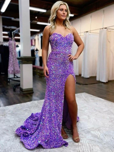 Lavanda Linha A Amor Comboio Corte Lantejoulas Veludo Longo Lantejoulas Veludo Vestidos de Festa