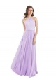 Lilás Chiffon Linha A Cabeçada Longo Vestidos de Madrinha Acessíveis
