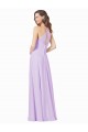 Lilás Chiffon Linha A Decote Quadrado Longo Vestidos de Madrinha Acessíveis