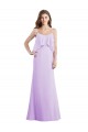 Lilás Chiffon Linha A Lombar Colher Longo Vestidos de Madrinha Acessíveis