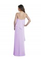 Lilás Chiffon Linha A Lombar Colher Longo Vestidos de Madrinha Acessíveis